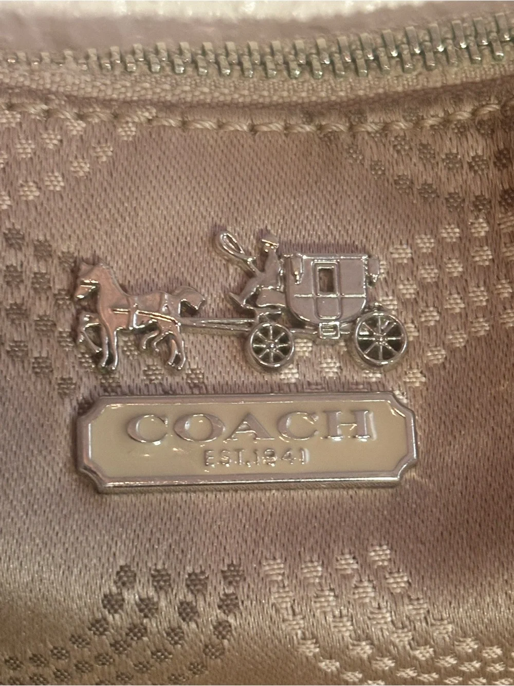 Coach Logo Metallic Taupe Hobo Shoulder Bag